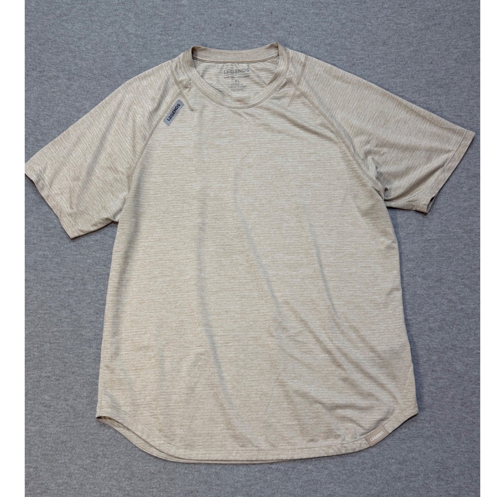 Legends Mens XL Short Sleeve Enzo Performance T-Shirt Beige Heathered Curved Hem